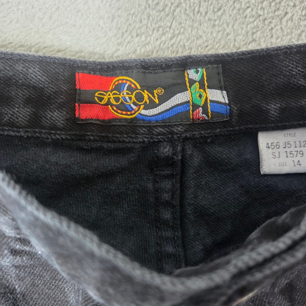 Vintage Sasson Black Acid Wash High Waisted Mom Jeans Womens